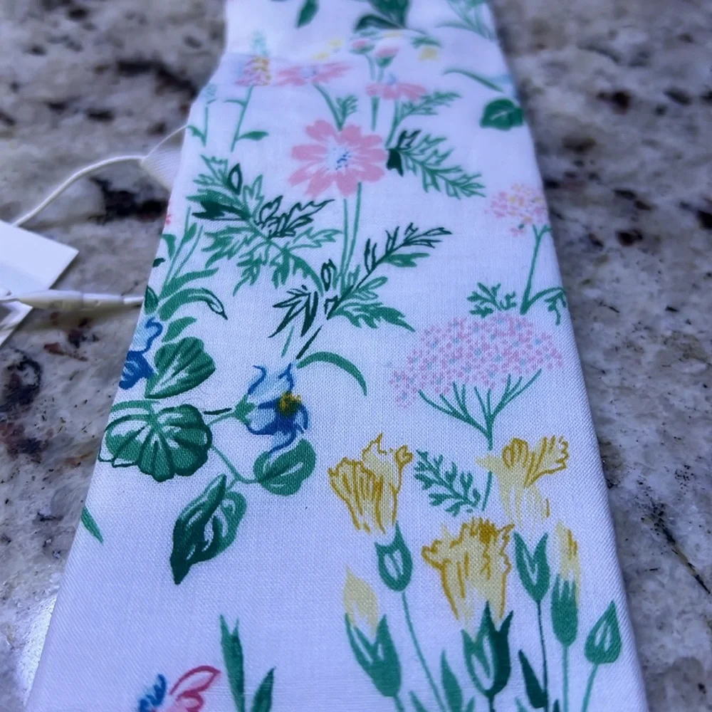 New - Janie and Jack Kids Tie - White with Floral Accents